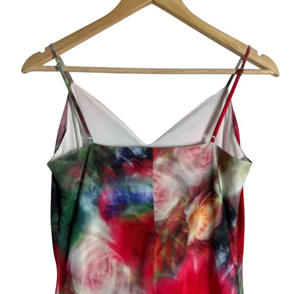 Adam Lippes Watercolor Blurred Floral Print Satin Slip Midi Dress Size 4 - Picture 11 of 16
